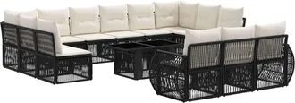 vidaXL Conjunto De Sof&aacute;s De Jard&iacute;n 14 Uds. Negro Y Blanco Crema Vidaxl