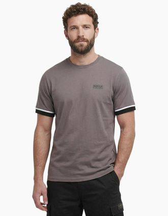 Barbour Mens Barbour Mens B.Intl Deep Cuff Evan Tipped T-Shirt Soft Cotton T-Shirts - Grey - Size: 36