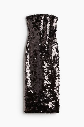 H&M Bandeau-Kleid mit Pailletten - Schwarz