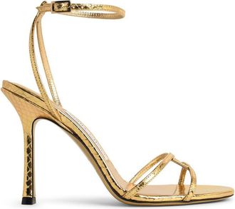 Jimmy Choo London 1998 Leo 100 Gold Lear Sandals