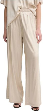 Mos Mosh Mmrita Satin Pant - Dames - Wijde Broeken - Beige - M - Broeken