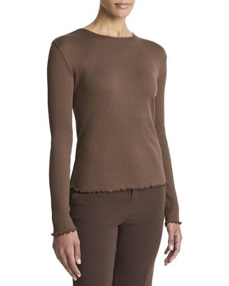 Vince Ruffled Edge Crewneck Top