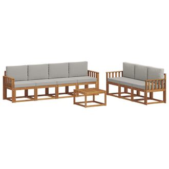 vidaXL Conjunto De Sof&aacute;s De Exterior 8 Pcs Gris Natural Y Claro Vidaxl