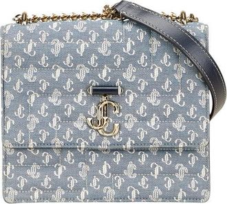 Jimmy Choo London VARENNE AVENUE QUAD JC Monogram Cotton Leather Shoulder Bag