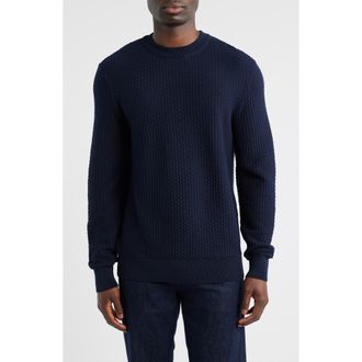 BOSS Imberto Textured Sweater in Dark Blue at Nordstrom, Size Xx-Large