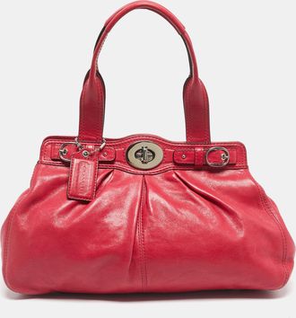 Coach Pink Leather Pleated Garnet Shoulder Bag