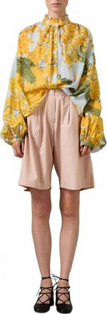 Thierry Colson Slava Cotton Blouse In Yellow/storm Blue