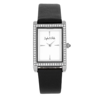 Sophie & Freda Sophie en Freda Wilmington horloge met leren band en Swarovski-kristallen