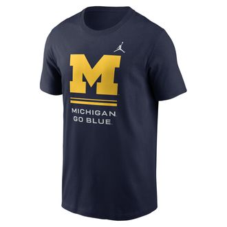 Nike Jordan Mens Michigan Sideline Jordan Brand Dri-FIT College T-Shirt in Blue | 0JET41SMWN-ZK0
