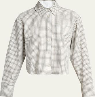 Proenza Schouler Olive Cropped Check Shirt