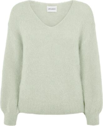 Americandreams Milana LS Alpaca Pullover - Dames - V-hals truien - Groen - S - Wol - Truien & Vesten