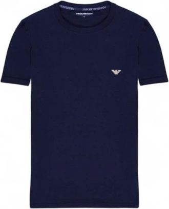 Emporio Armani Blauw Katoenen T-shirt - Heren - T-shirts - Blauw - XL - Katoen - Tops