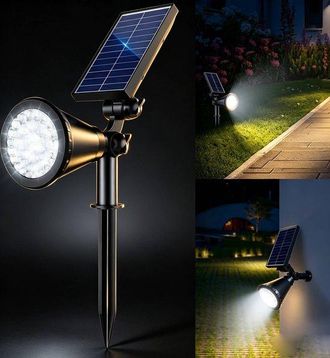 OEM Foco Solar De Jard&iacute;n 2 En 1 Regulable Con 36 Luces Led, Resistente Agua Exteriores, Luz Blanca Brillante, 1 Pieza Iluminaci&oacute;n Paisaj&iacute;stica Jard&iacute;n