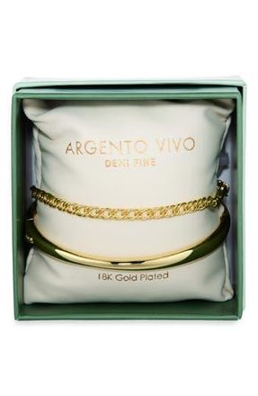 Argento Vivo Set of 2 Chain & Bangle Bracelets in Gold at Nordstrom Rack