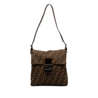 Fendi Pre-owned Womens Baguette Shoulder Bag Ff Logo - Tan Textile - One Size