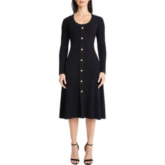 Maggy London Long Sleeve Sweater Dress in Black at Nordstrom Rack, Size Small