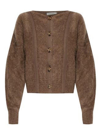 By Malene Birger Pernille buttoned panelled cardigan - women - Mohair/Polyamide/Spandex/Elastane - S - Brown