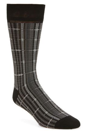 Thom Browne Plaid Jacquard Cotton Blend Socks in Black at Nordstrom
