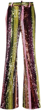 Dsquared2 striped sequin flared trousers - women - Fabric - 42 - Orange
