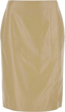 Bottega Veneta Womens Beige Leather Skirt - Tan Sheepskin - Size EU 38 (Womens)