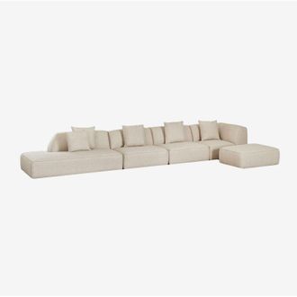 Sklum Divano angolare componibile Cardea 4 pezzi con chaise longue sinistra e pouf imbottito SKLUM