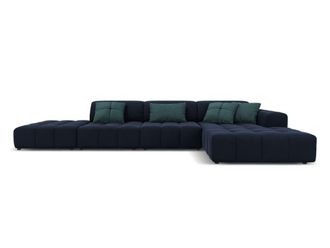 CXL by Christian Lacroix Sof&aacute; esquinero derecho 5 plazas de terciopelo azul oscuro