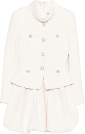 Self Portrait Boucl&eacute; mini-jurk met kraag - Beige