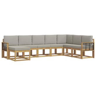 vidaXL Conjunto De Sof&aacute;s De Exterior 8 Pcs Blanco Y Gris Claro Vidaxl