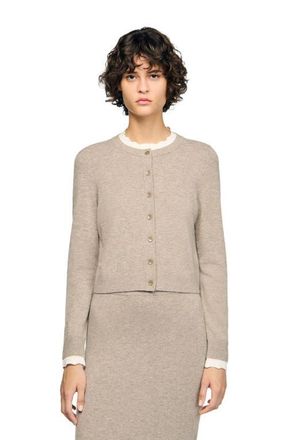 Sandro Cardigan with contrast collar in Caramel at Nordstrom, Size X-Large