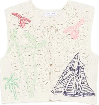 Maison Labiche Crochet Knit Mouwloze Top - Dames - Tops zonder mouwen - Beige - XS - Tops