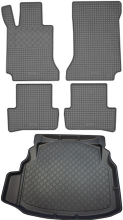 OEM Juego De Alfombrillas De Goma Para Coche Y Alfombrilla Para Maletero Para Mercedes Clase C W204 Sed&aacute;n (4 Puertas) De Abril De 2007 A Febrero De 2014