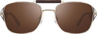 Revo Shiny Gold Crafted Metal Square Sunglasses