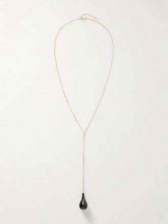 Toteme Collana Con Finitura Oro, Onice E Cristallo Swarovski - Nero