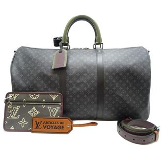 Louis Vuitton Collection Black Brown Green Monogram Eclipse Boston Bag (Pre-Owned)