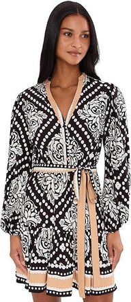 Adrianna Papell Printed Short Dress Womens Dress Black/Ivory : 16, Polyester