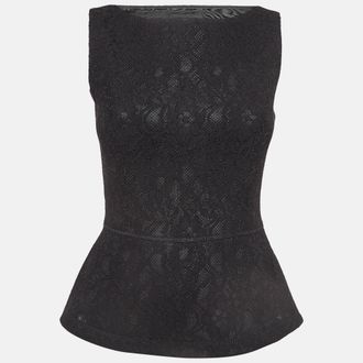 Moschino Boutique Moschino Black Lace Peplum Top S