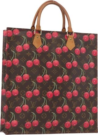 Louis Vuitton Sac Plat Bag Limited Edition Monogram Cerises Brown Canvas Handbag (Pre-Owned)