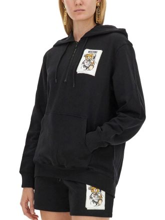 Moschino Logo-Print Cotton Sweatshirt - Black