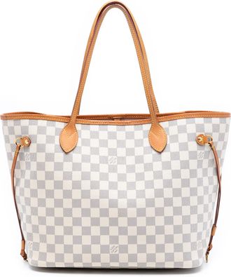 Louis Vuitton Pre-owned Womens Damier Azur Neverfull Mm - White Textile - One Size