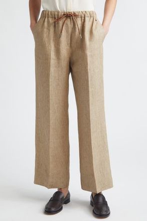 Herno New Linen Water Repellent Drawstring Pants in Sand at Nordstrom, Size 10 Us