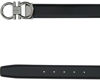 Ferragamo Mens Double Adjus Belt Black Calf