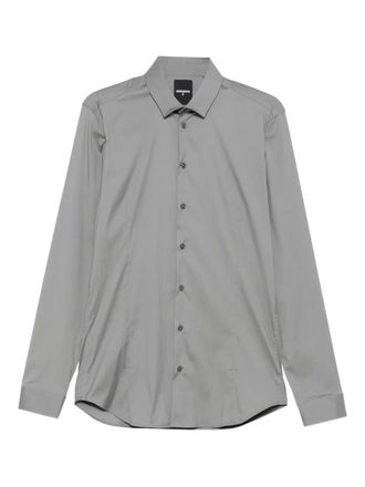 Patrizia Pepe slim-fit poplin shirt - men - Cotton - 54 - Grey