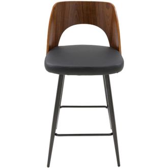 Signature Silla de barra en vinilo negro L45 cm - austin
