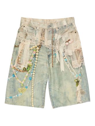 Acne Studios lace-embellishment shorts - men - Cotton - 46 - Blue