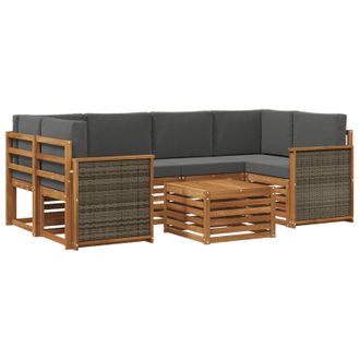 vidaXL Conjunto De Sof&aacute;s De Exterior 7 Pcs Natural Y Antracita Vidaxl