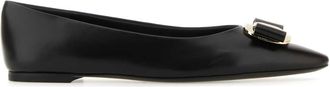 Ferragamo Womens Black Leather Zea Ballerinas Sheepskin - Size EU 36