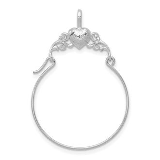 Diamond2Deal 14K White Gold Polished Heart Charm Holder