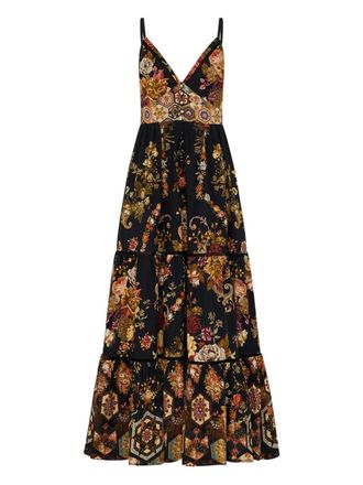 Camilla Jurk met bloemenprint - Zwart