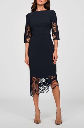 Kay Unger Vanna Lace Sheath Dress in Night Sky at Nordstrom, Size 14