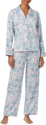 Lauren Ralph Lauren Print Cotton Blend Pajamas in Blue Multi at Nordstrom, Size X-Large